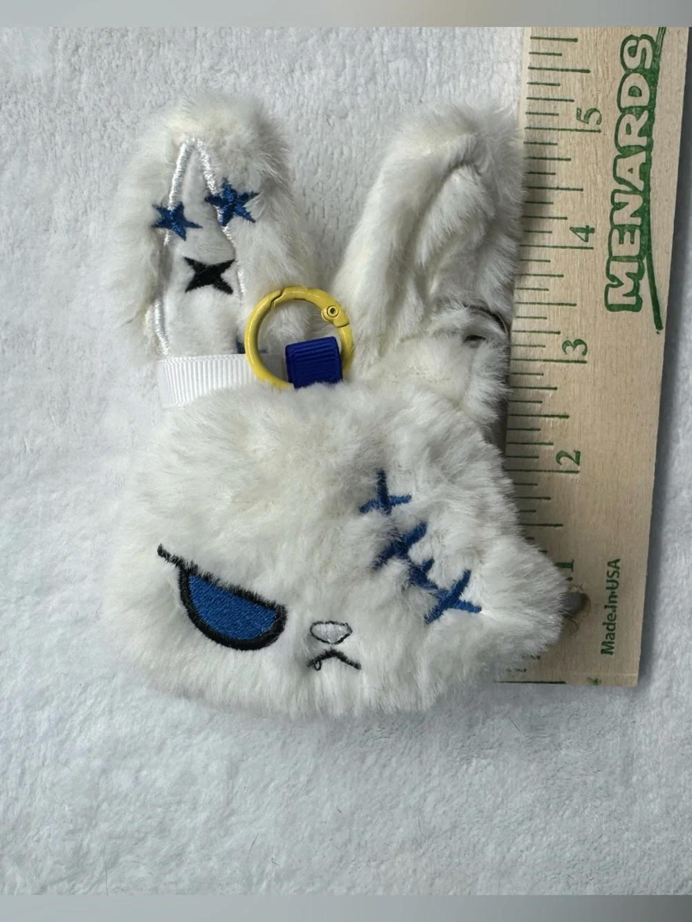 White Street Rabbit Gothic Plush Bunny Keychain Bag Charm Bendable Ears